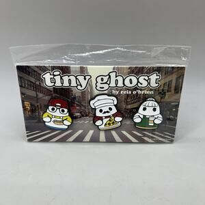 Bimtoy Tiny Ghost New York Comic Con Pin Set of 3 Pizza Hotdog Barista‎ Vendor